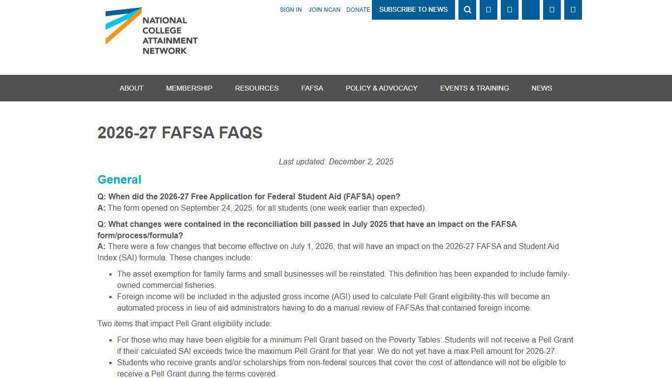 2026-27 FAFSA FAQs - National College Attainment Network